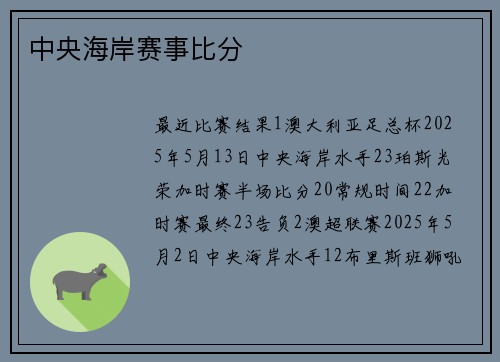 中央海岸赛事比分